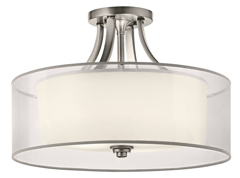 Kichler 42387AP Four Light Semi Flush Mount, Antique Pewter