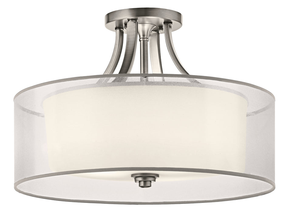 Kichler 42387AP Four Light Semi Flush Mount, Antique Pewter