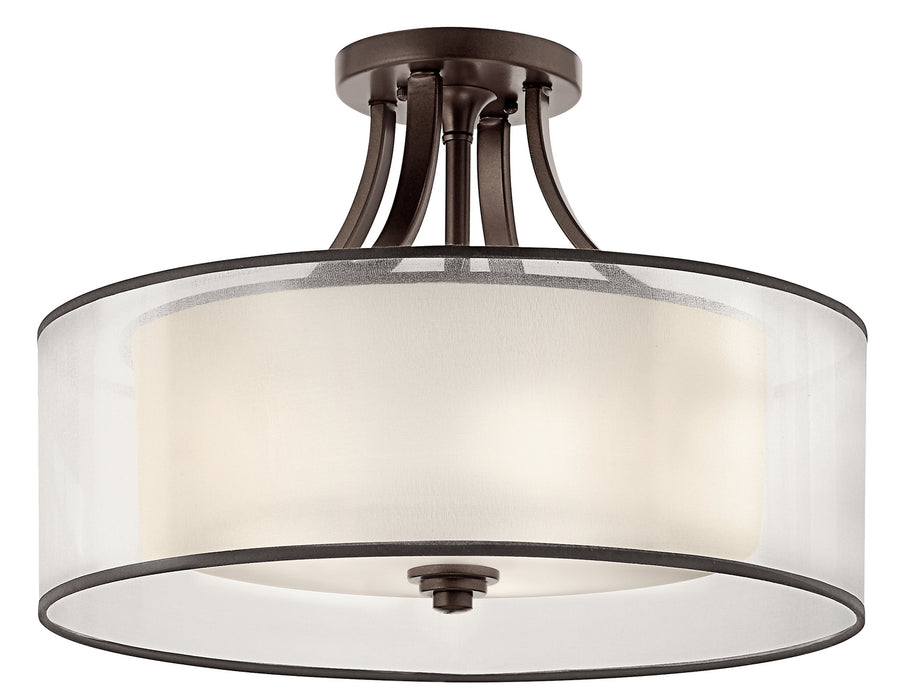 Kichler 42387MIZ Four Light Semi Flush Mount, Mission Bronze