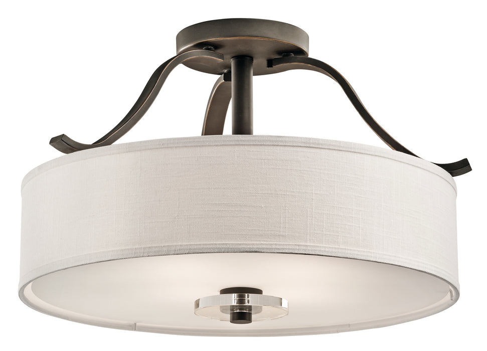 Kichler 42486OZ Four Light Semi Flush Mount, Olde Bronze