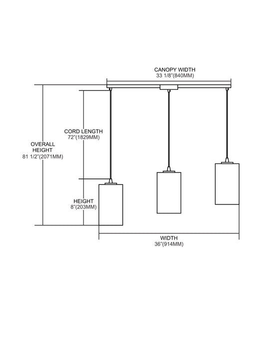 ELK Home 10147/3L Three Light Pendant, Satin Nickel