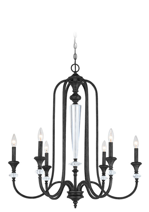 Craftmade 26726-MBS Six Light Chandelier, Mocha Bronze Silver Wash