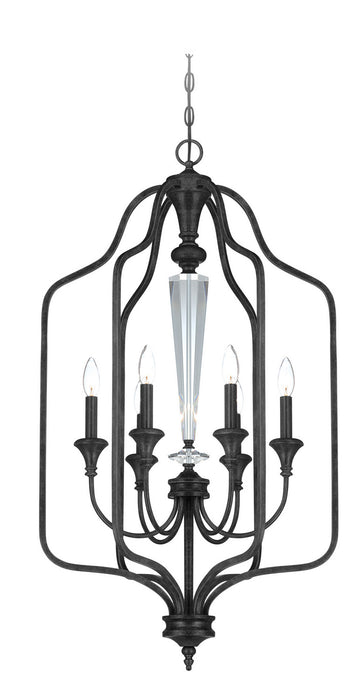 Craftmade 26736-MBS Six Light Foyer Chandelier, Mocha Bronze Silver Wash