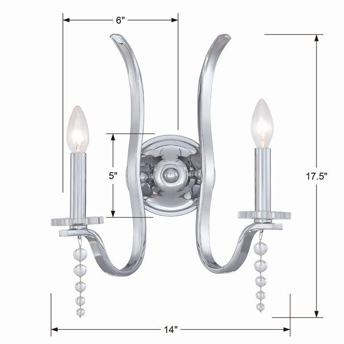 Crystorama 1582-CH Two Light Wall Sconce, Polished Chrome