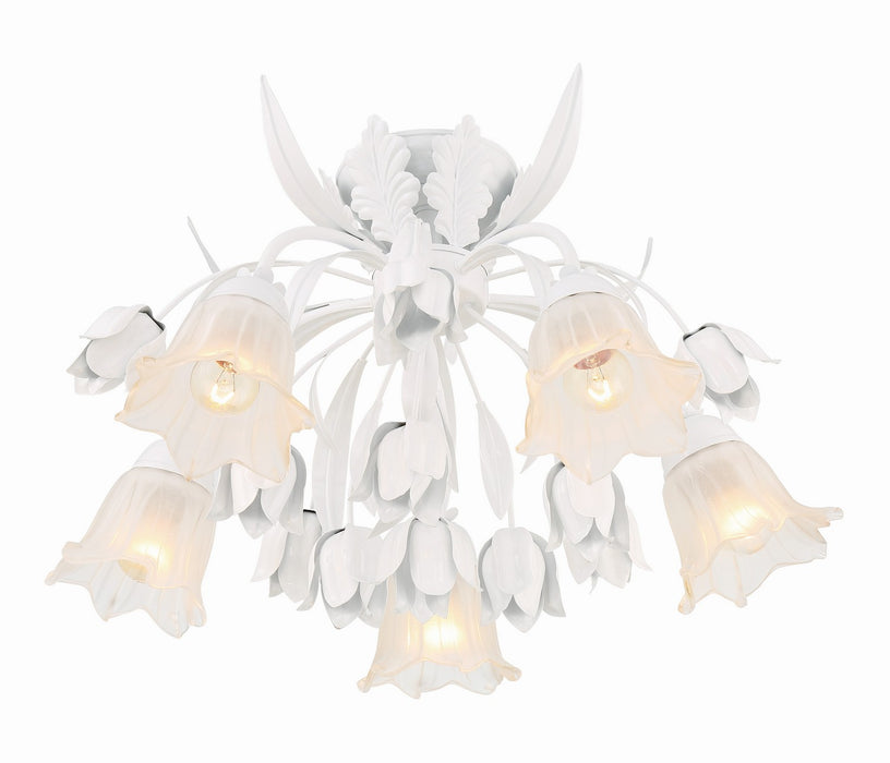 Crystorama 4810-WW Five Light Semi Flush Mount, Wet White