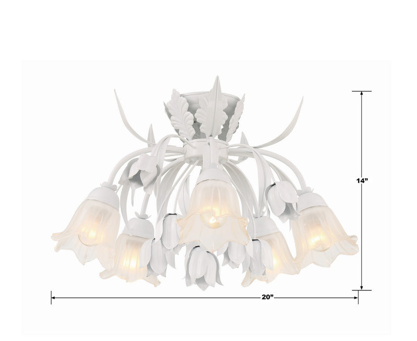 Crystorama 4810-WW Five Light Semi Flush Mount, Wet White