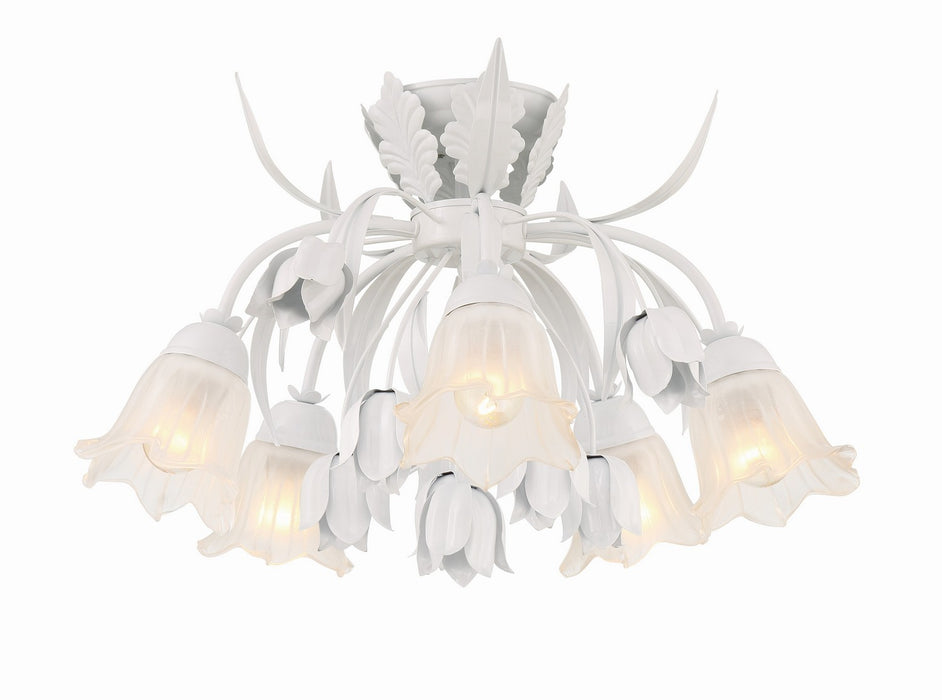Crystorama 4810-WW Five Light Semi Flush Mount, Wet White