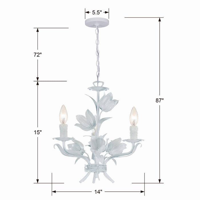 Crystorama 4813-WW Three Light Mini Chandelier, Wet White