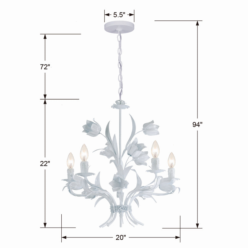 Crystorama 4815-WW Five Light Chandelier, Wet White