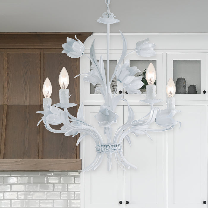 Crystorama 4815-WW Five Light Chandelier, Wet White