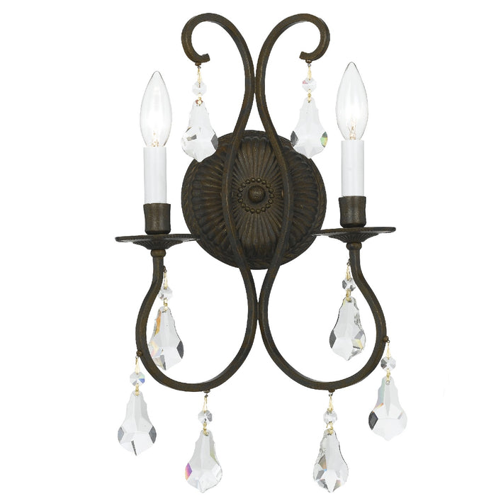 Crystorama 5012-EB-CL-MWP Two Light Wall Sconce, English Bronze