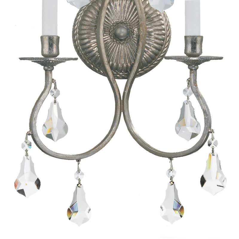 Crystorama 5012-OS-CL-MWP Two Light Wall Sconce, Olde Silver