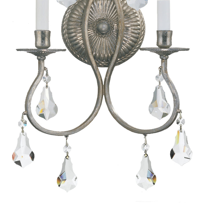 Crystorama 5012-OS-CL-MWP Two Light Wall Sconce, Olde Silver