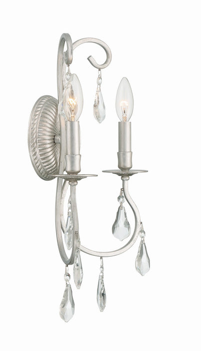 Crystorama 5012-OS-CL-MWP Two Light Wall Sconce, Olde Silver