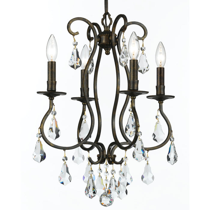 Crystorama 5014-EB-CL-MWP Four Light Mini Chandelier, English Bronze
