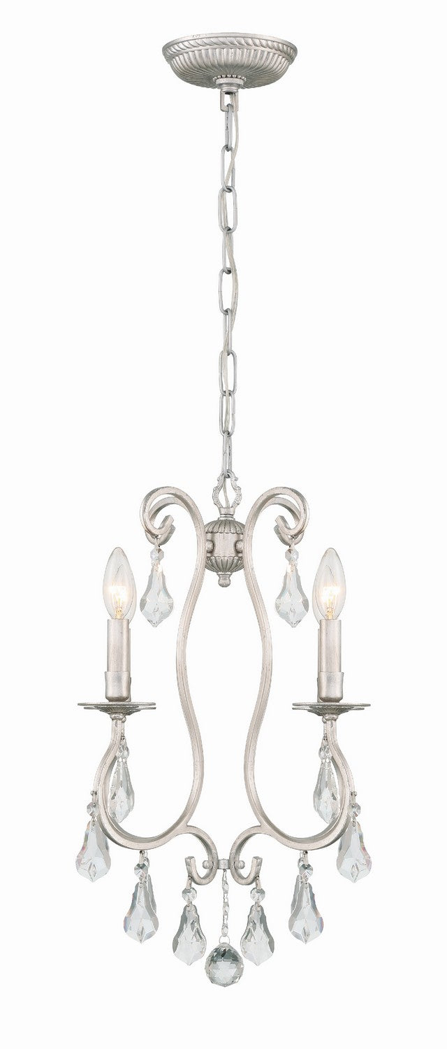 Crystorama 5014-OS-CL-MWP Four Light Mini Chandelier, Olde Silver