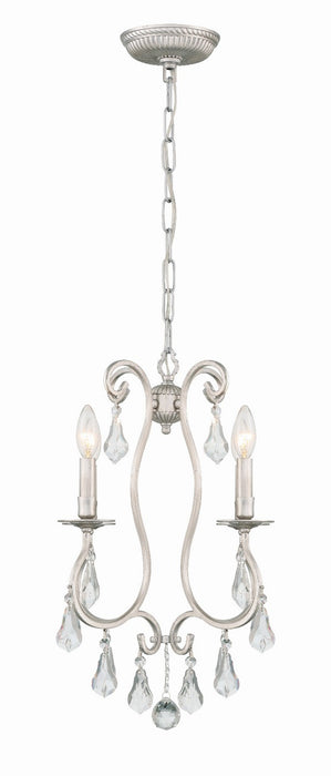 Crystorama 5014-OS-CL-MWP Four Light Mini Chandelier, Olde Silver