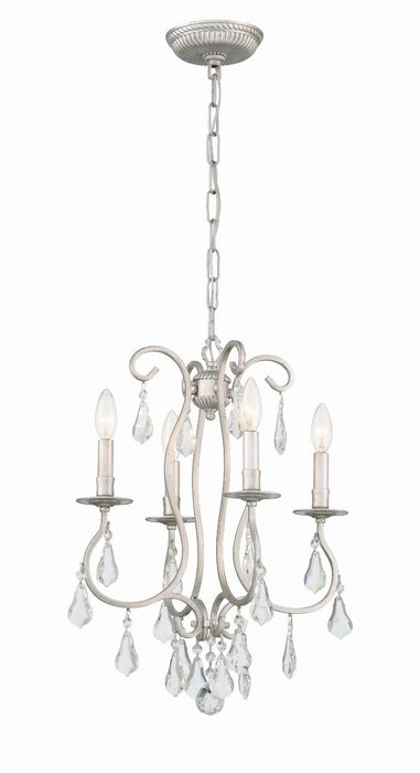 Crystorama 5014-OS-CL-MWP Four Light Mini Chandelier, Olde Silver