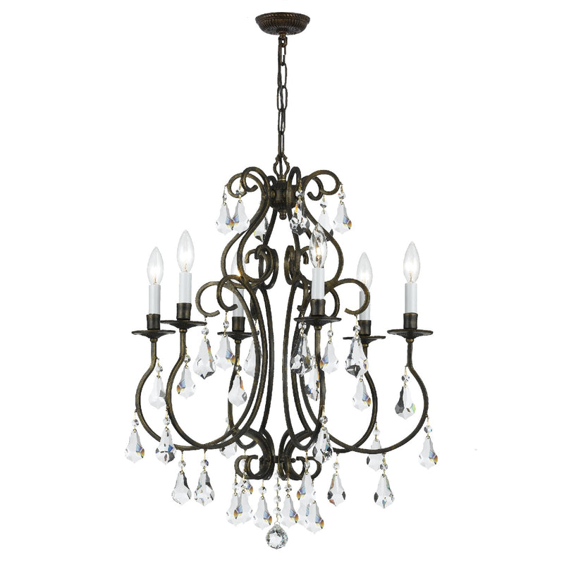 Crystorama 5016-EB-CL-MWP Six Light Chandelier, English Bronze