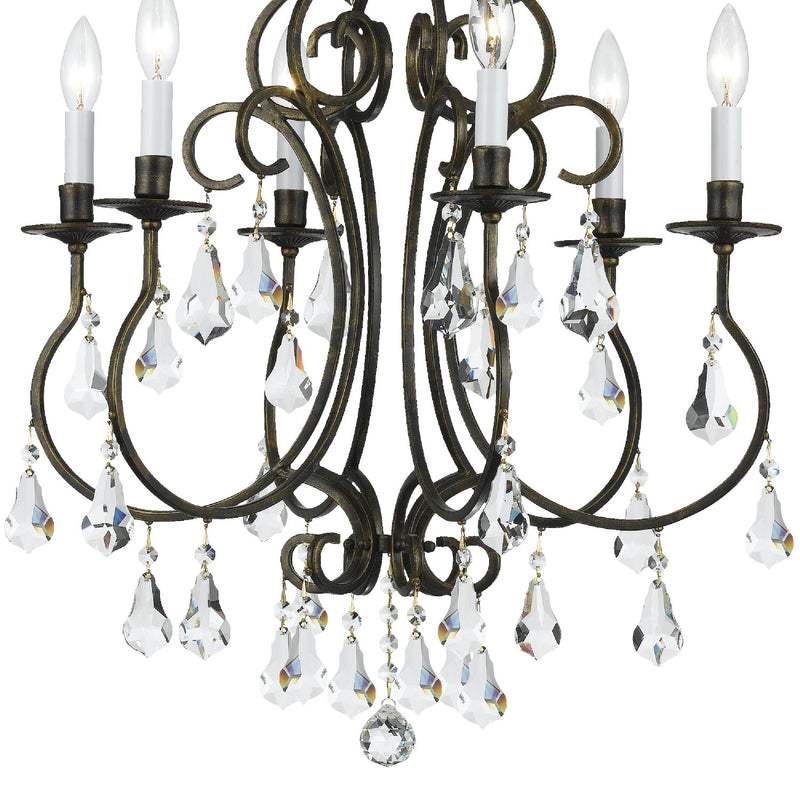 Crystorama 5016-EB-CL-MWP Six Light Chandelier, English Bronze