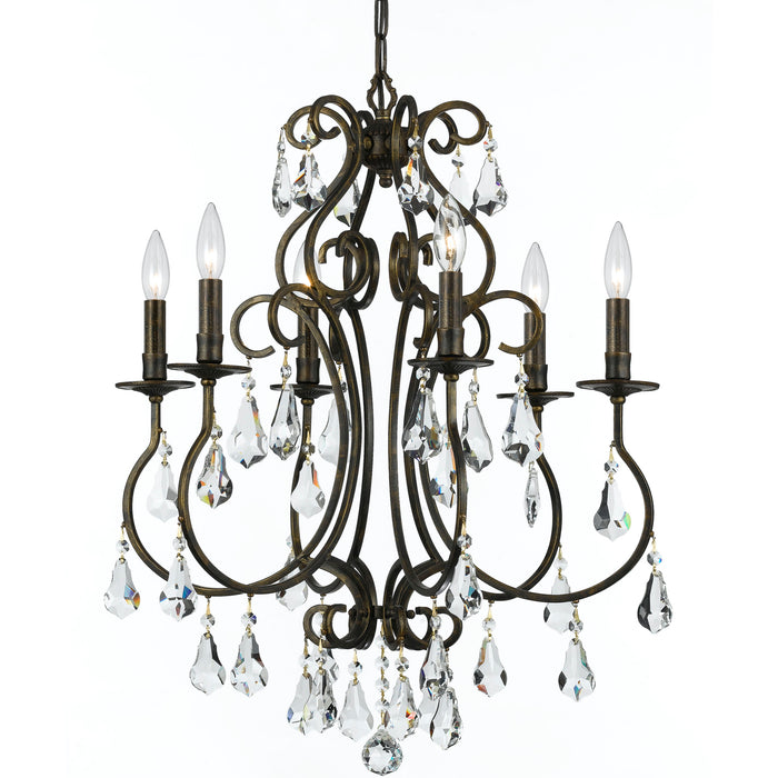 Crystorama 5016-EB-CL-MWP Six Light Chandelier, English Bronze