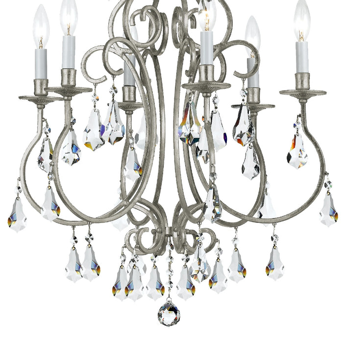 Crystorama 5016-OS-CL-MWP Six Light Chandelier, Olde Silver