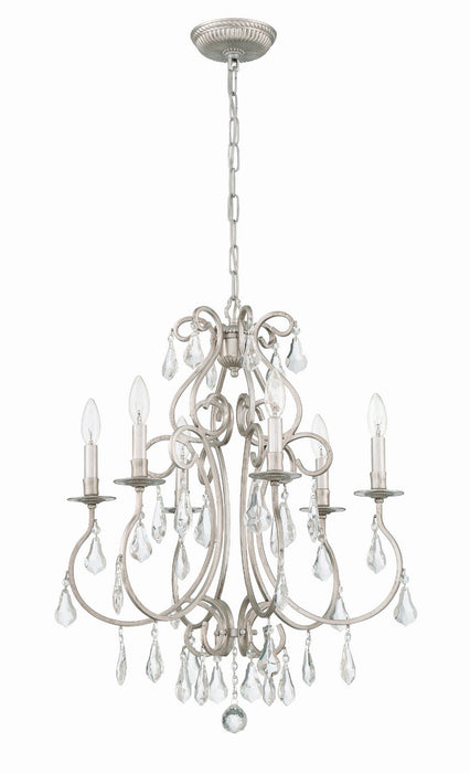 Crystorama 5016-OS-CL-MWP Six Light Chandelier, Olde Silver