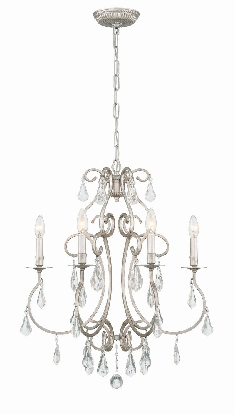 Crystorama 5016-OS-CL-MWP Six Light Chandelier, Olde Silver
