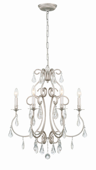 Crystorama 5016-OS-CL-MWP Six Light Chandelier, Olde Silver
