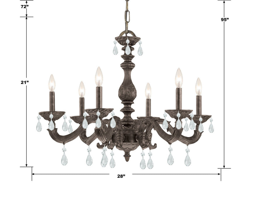 Crystorama 5036-VB-CL-MWP Six Light Chandelier, Venetian Bronze