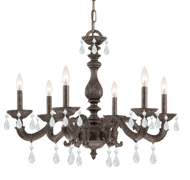 Crystorama 5036-VB-CL-MWP Six Light Chandelier, Venetian Bronze