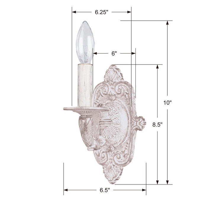 Crystorama 5111-AW One Light Wall Sconce, Antique White