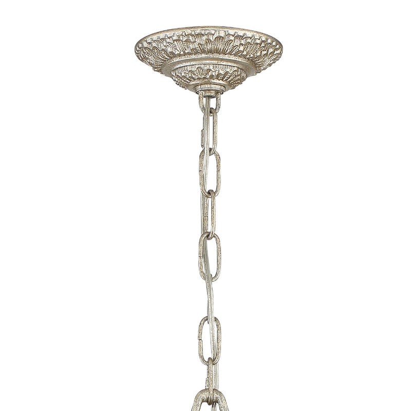 Crystorama 5115-OS-CL-MWP Six Light Chandelier, Olde Silver