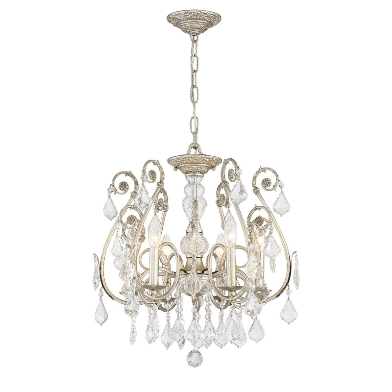 Crystorama 5115-OS-CL-MWP Six Light Chandelier, Olde Silver