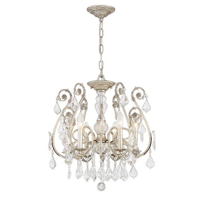 Crystorama 5115-OS-CL-MWP Six Light Chandelier, Olde Silver