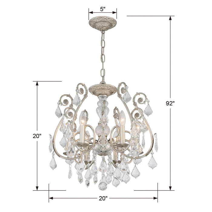 Crystorama 5115-OS-CL-MWP Six Light Chandelier, Olde Silver