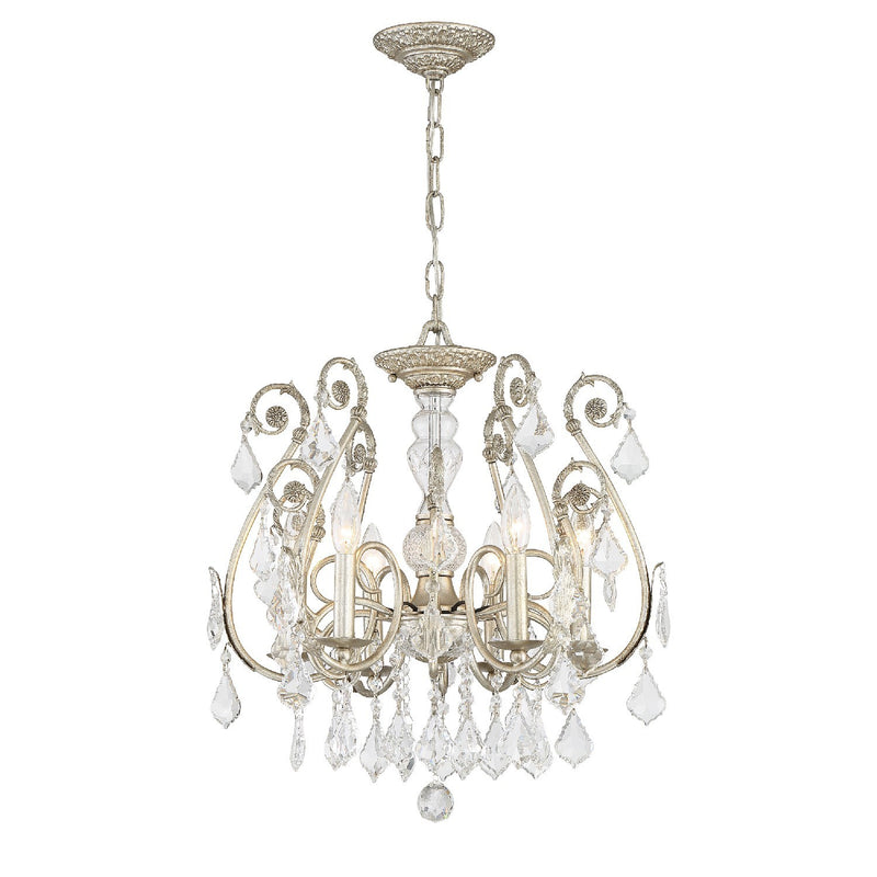 Crystorama 5115-OS-CL-MWP Six Light Chandelier, Olde Silver