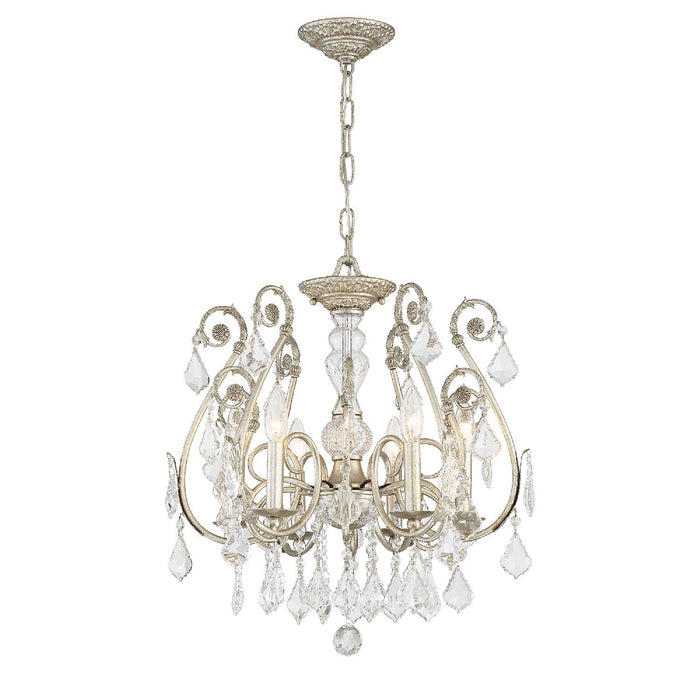 Crystorama 5115-OS-CL-MWP Six Light Chandelier, Olde Silver