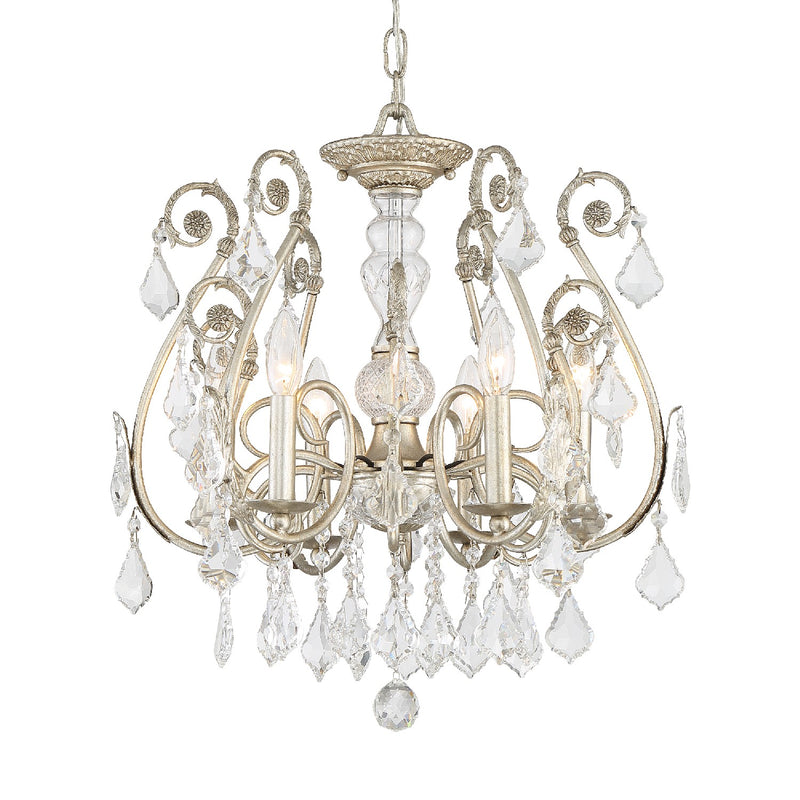 Crystorama 5115-OS-CL-MWP Six Light Chandelier, Olde Silver
