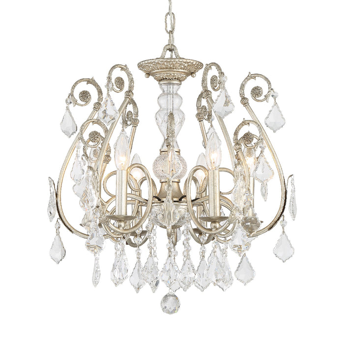 Crystorama 5115-OS-CL-MWP Six Light Chandelier, Olde Silver