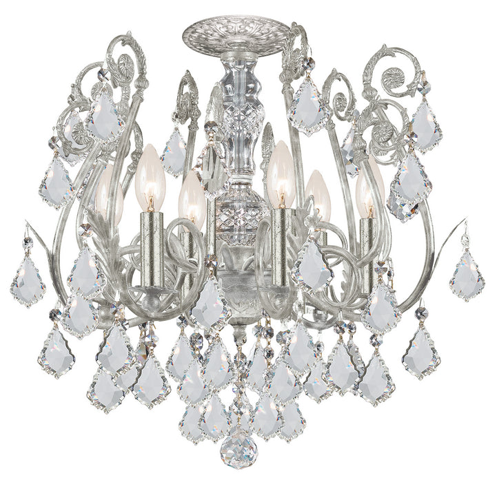 Crystorama 5115-OS-CL-S Six Light Chandelier, Olde Silver