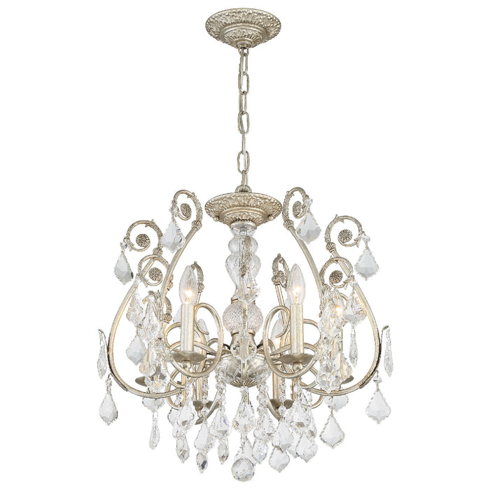 Crystorama 5115-OS-CL-SAQ Six Light Chandelier, Olde Silver