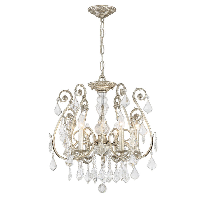 Crystorama 5115-OS-CL-SAQ Six Light Chandelier, Olde Silver