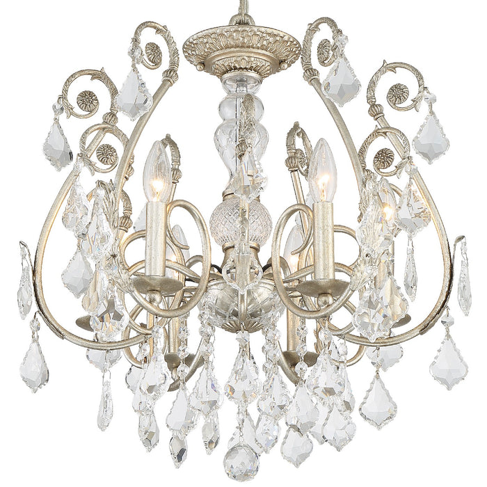 Crystorama 5115-OS-CL-SAQ Six Light Chandelier, Olde Silver