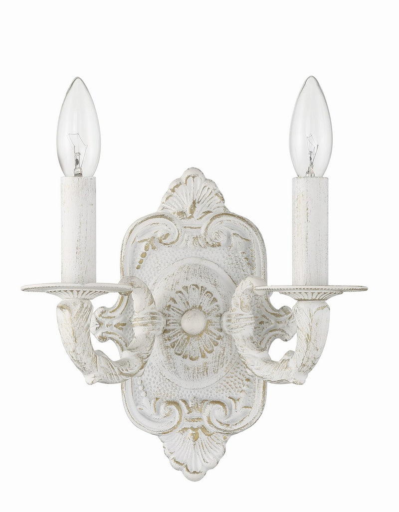 Crystorama 5122-AW Two Light Wall Sconce, Antique White