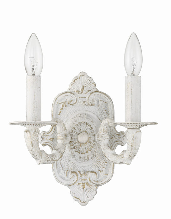 Crystorama 5122-AW Two Light Wall Sconce, Antique White