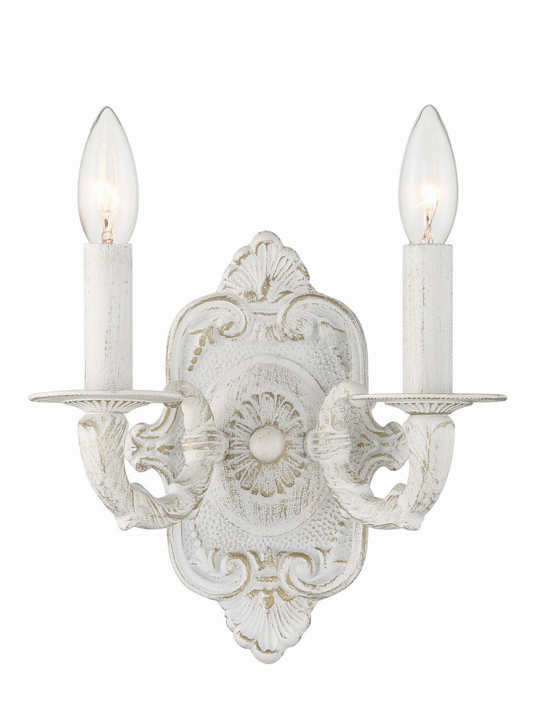 Crystorama 5122-AW Two Light Wall Sconce, Antique White