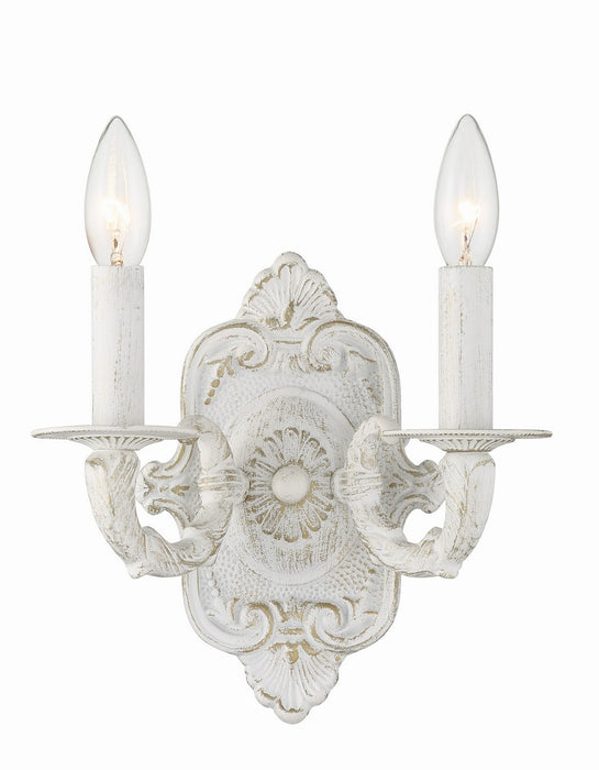 Crystorama 5122-AW Two Light Wall Sconce, Antique White