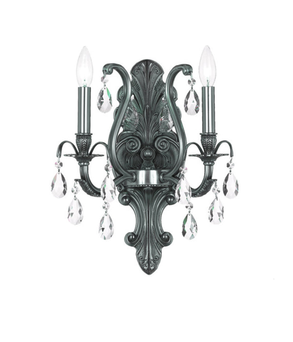 Crystorama 5563-PW-CL-MWP Two Light Wall Sconce, Pewter