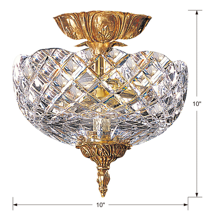 Crystorama 66-CT-OB Two Light Semi Flush Mount, Olde Brass